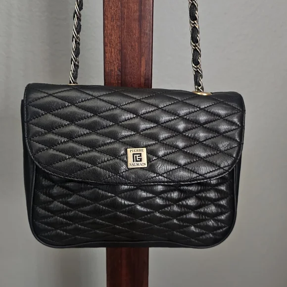 Vintage Pierre Balmaim Black Quilted Leather Chain Bag - Picture 3 of 13